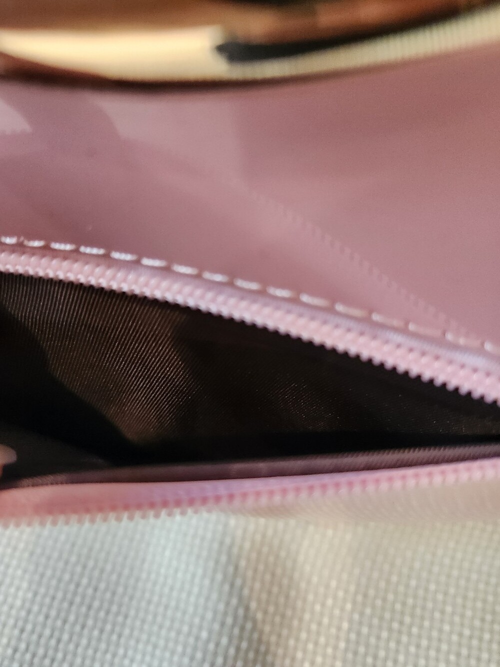Pink Patent Leather Satchel Gold Ring Top Handle Crossbody Bag Structured Purse - Picture 6 of 16